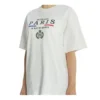 Kortærmet T-shirt med Crown-logo og alfabet-print, hvid, 594599TGV489000