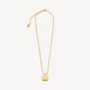 Lang halskæde med firkantet Nano-vedhæng i guld