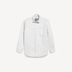Langærmet denimskjorte til mænd i hvid Langærmet denimskjorte til mænd i hvid
