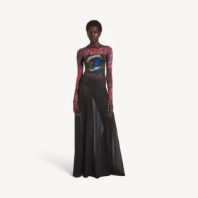 Langærmet kjole til kvinder med ekstrem tie-dye-mønster i sort