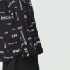 Langærmet skjorte i viskose med mønster overalt, Large-pasform “Black” 658956TPLB41070