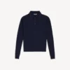 Langærmet strikket herre-Poloshirt i marineblå Langærmet strikket herre-Poloshirt i marineblå