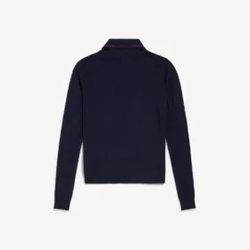 Langærmet strikket herre-Poloshirt i marineblå