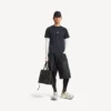 Langærmet techwear-T-shirt til mænd i marineblå/hvid