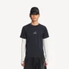 Langærmet techwear-T-shirt til mænd i marineblå/hvid