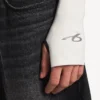 Langærmet techwear-T-shirt til mænd i marineblå/hvid