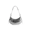 Le Cagole lille skuldertaske, metalliseret “Silver” 6713070GT3Y8103