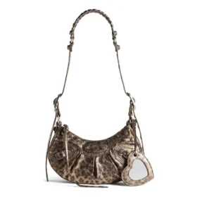 Le Cagole XS skuldertaske, metalliseret med leopardmønster “Brown” 6713092AAV72529