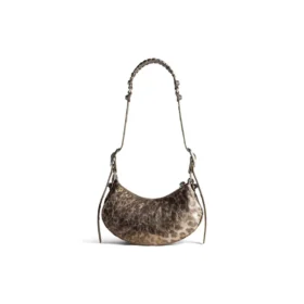 Le Cagole XS skuldertaske, metalliseret med leopardmønster “Brown” 6713092AAV72529