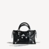 Le City-taske til kvinder, lille, med store nitter og rhinestones i sort