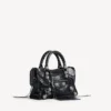 Le City-taske til kvinder, lille, med store nitter og rhinestones i sort