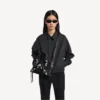 Le City-taske til kvinder, lille, med store nitter og rhinestones i sort
