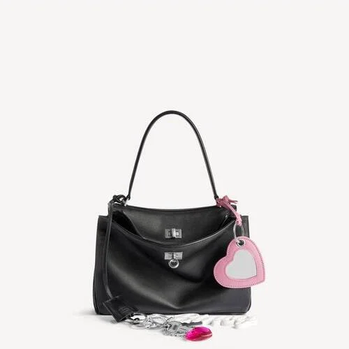 Lille Rodeo-håndtaske til kvinder med charms i sort Lille Rodeo-håndtaske til kvinder med charms i sort