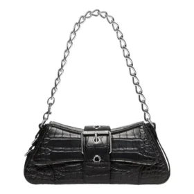 Lindsay lille skuldertaske med krokodilleprægning “Black” 701141210C91000 Lindsay lille skuldertaske med krokodilleprægning “Black” 701141210C91000