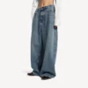 Løse jeans til kvinder med lav skridt i snavset vintageblå Løse jeans til kvinder med lav skridt i snavset vintageblå