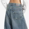 Løse jeans til kvinder med lav skridt i snavset vintageblå Løse jeans til kvinder med lav skridt i snavset vintageblå