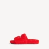 Men’s furry open mule in pop orange/hvid/rød