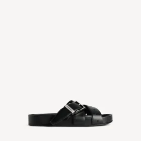 Men’s mules with belt in black