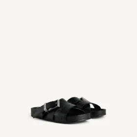Men’s mules with belt in black