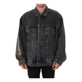 Metallica Oversized Denim Jakke “Washed Black Orange” 694504TBP471055
