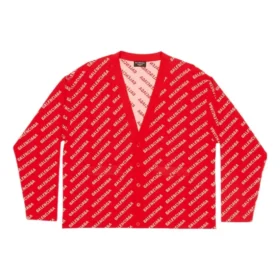 Mini-cardigan med logo overalt “Red White” 699822T32336090