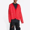 Mini-cardigan med logo overalt “Red White” 699822T32336090