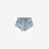 Mini-shorts til kvinder i lysblå bleget denim Mini-shorts til kvinder i lysblå bleget denim