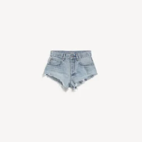 Mini-shorts til kvinder i lysblå bleget denim