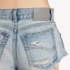 Mini-shorts til kvinder i lysblå bleget denim Mini-shorts til kvinder i lysblå bleget denim