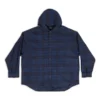 Overshirt med hætte i ternet mønster “Blue Navy” 720109TNM354202
