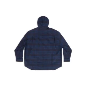 Overshirt med hætte i ternet mønster “Blue Navy” 720109TNM354202