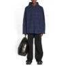 Overshirt med hætte i ternet mønster “Blue Navy” 720109TNM354202