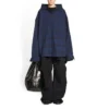 Overshirt med hætte i ternet mønster “Blue Navy” 720109TNM354202