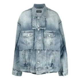 Oversized Cut-Up Ring-Denim-jakke “Blå” 697779TMW264437