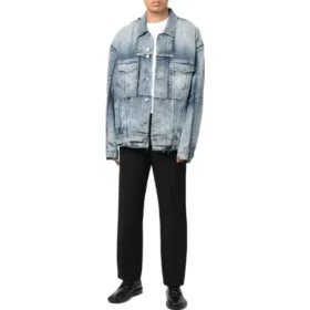 Oversized Cut-Up Ring-Denim-jakke “Blå” 697779TMW264437