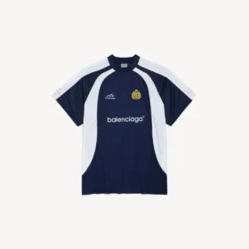 Oversized fodbold-T-shirt til mænd i marineblå