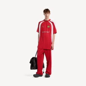 Oversized fodbold-T-shirt til mænd i rød