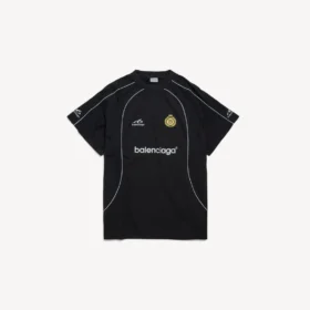 Oversized fodbold-T-shirt til mænd i sort