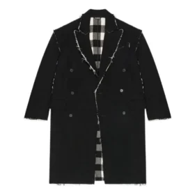 Oversized frakke med rå kanter i buffalo-tern “Black White” 704487TMU181070