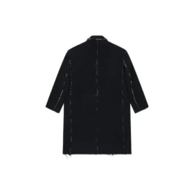 Oversized frakke med rå kanter i buffalo-tern “Black White” 704487TMU181070