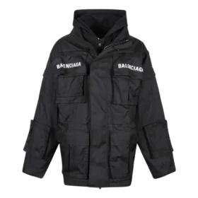 Oversized parka i teknisk stof med jerseyindsats “Black” 746450TOO321000