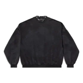 Oversized sweatshirt med huller, rund hals “Black Faded” 762718TPVD91055 Oversized sweatshirt med huller, rund hals “Black Faded” 762718TPVD91055