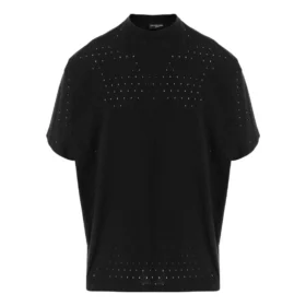 Oversized T-shirt med rund hals i mesh “Sort” 694576TMVD41000