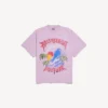 Oversized vintage surfer-T-shirt til kvinder i gammelrosa