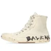 Paris High Top Sneakers “Hvid slidt bomuld og hvid gummi med graffiti” 688752W3RR49010