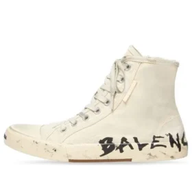 Paris High Top Sneakers “Hvid slidt bomuld og hvid gummi med graffiti” 688752W3RR49010