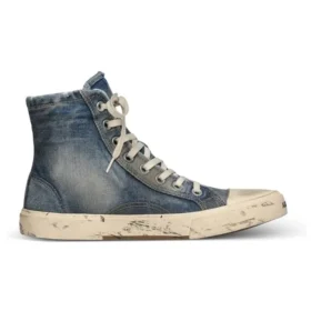 Paris høje Sneakers “Blue Destroyed Denim and Rubber” 688752W3RCL4090