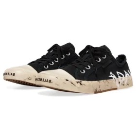 Paris Low Top Graffiti-Sneakers “Sort og hvid slidt bomuld” 688757W3RR51099 Paris Low Top Graffiti-Sneakers “Sort og hvid slidt bomuld” 688757W3RR51099