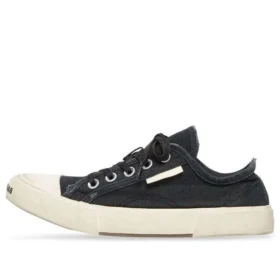 Paris Low Top Sneakers “Sort slidt bomuld og hvid gummi” 688754W3RC21090