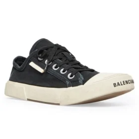 Paris Low Top Sneakers “Sort slidt bomuld og hvid gummi” 688754W3RC21090